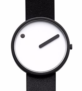часы  Picto 40 mm White <br>/ Black Leather  фото 1
