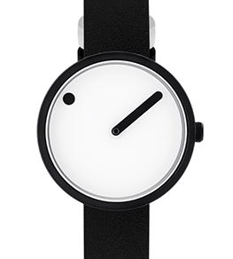 часы  Picto 30 mm White <br>/ Black Leather  фото 1