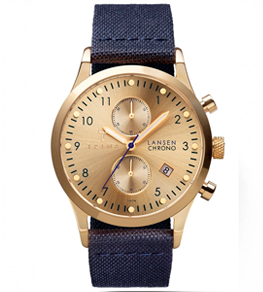 Gold Lansen Chrono Navy 10 ATM 